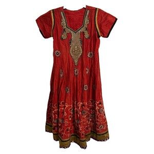 indian pakistani youth girls dress top‎ only 40 embroidered sequins red gold